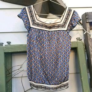 ~ Studio M cap sleeve deco print Shirt Top  sz S